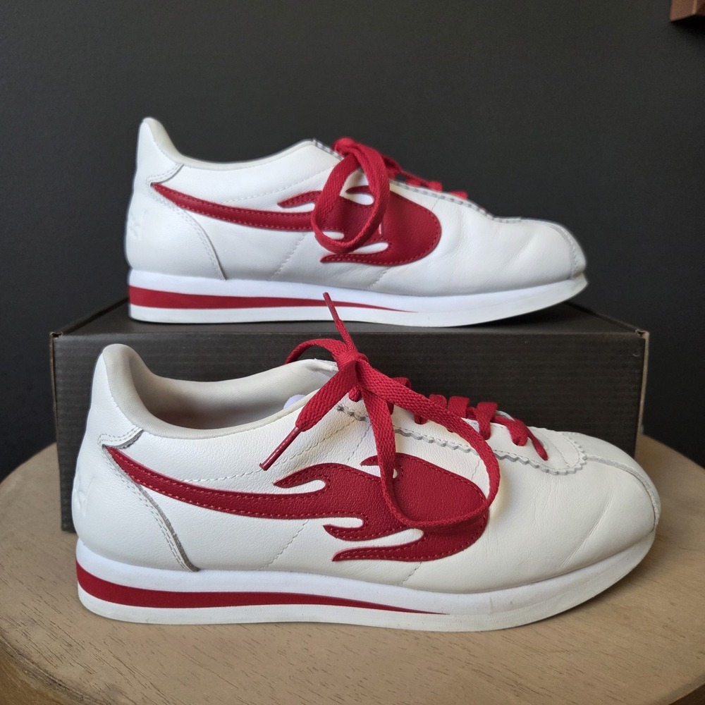 YG 4 Hunnid Block Runner The‎ Flame Shoes Men's Size 7 White Red Sneakers